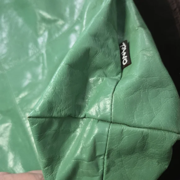 ​Tano Mint Green Leather Hobo Bag Tassel Whipstitch Handle Boho Slouchy - Picture 4 of 16